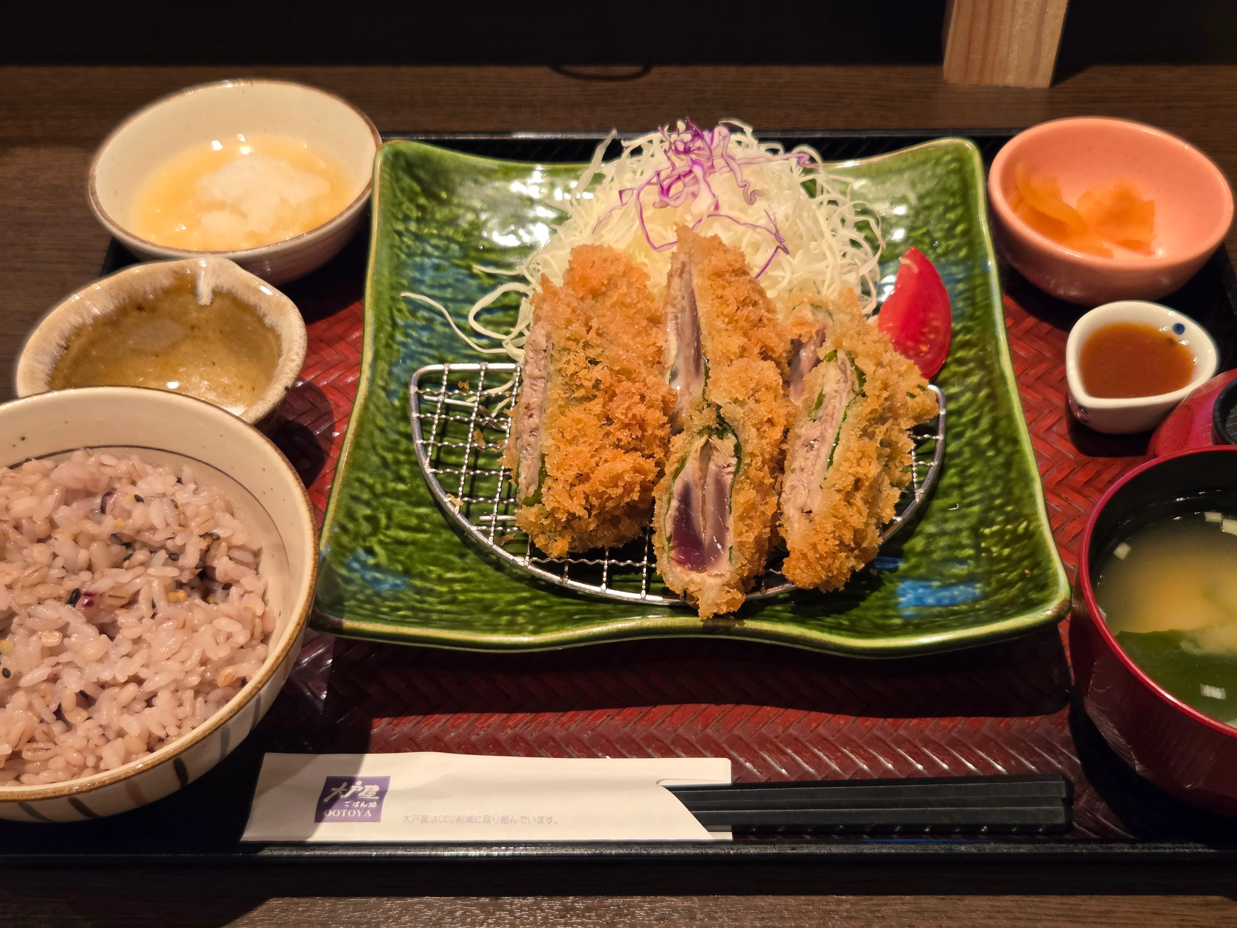 鰹の梅はさみ揚げ定食